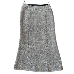 LUISA SPAGNOLI Grey Tweed Wool Maxi Skirt Size 44